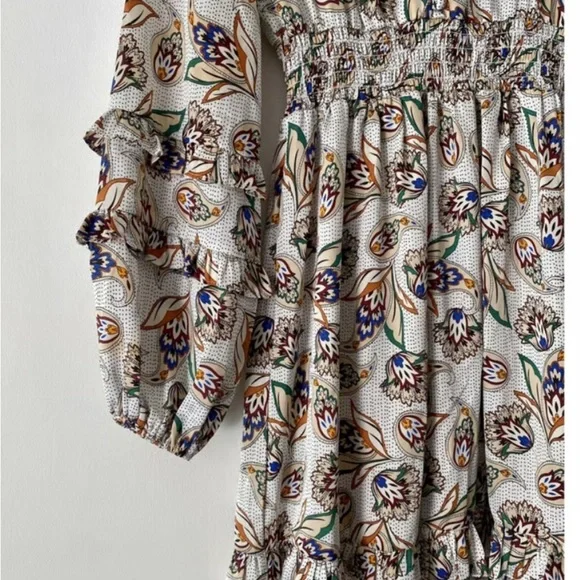 MAJE Paisley V-Neck Dress with Ruffled Sleeves - Picture 5 of 8